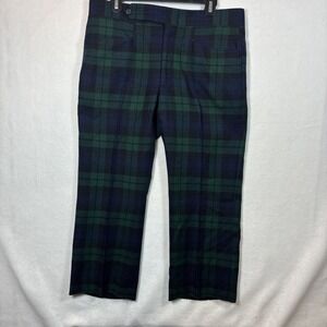 Dustinctively  marsh  Black Watch Plaid Trousers Mens 34x24 Green Navy  Tartan